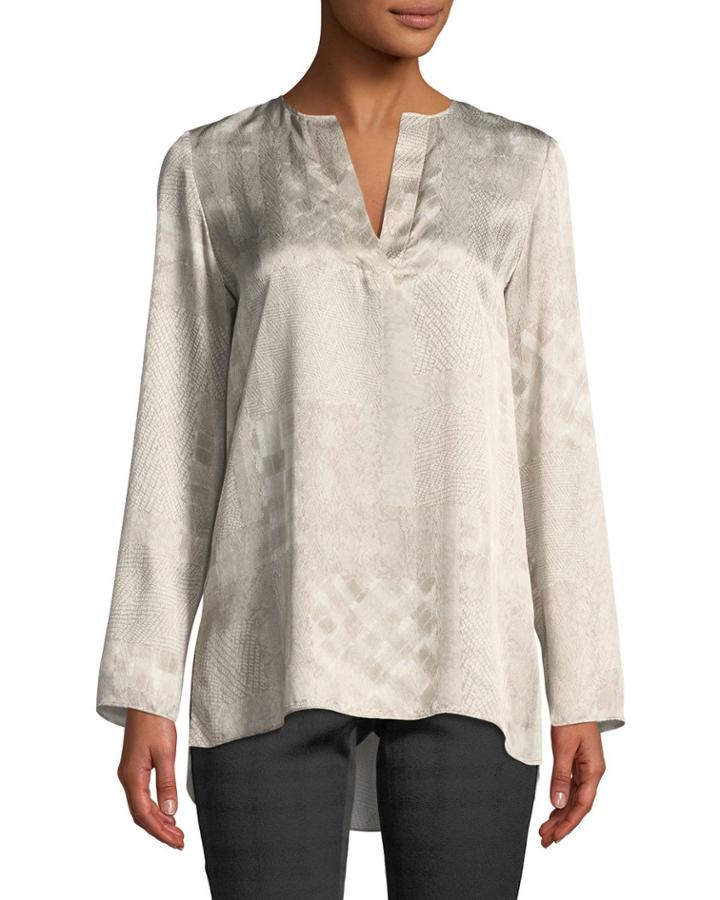 Zalina Silk Caftan-neck Blouse