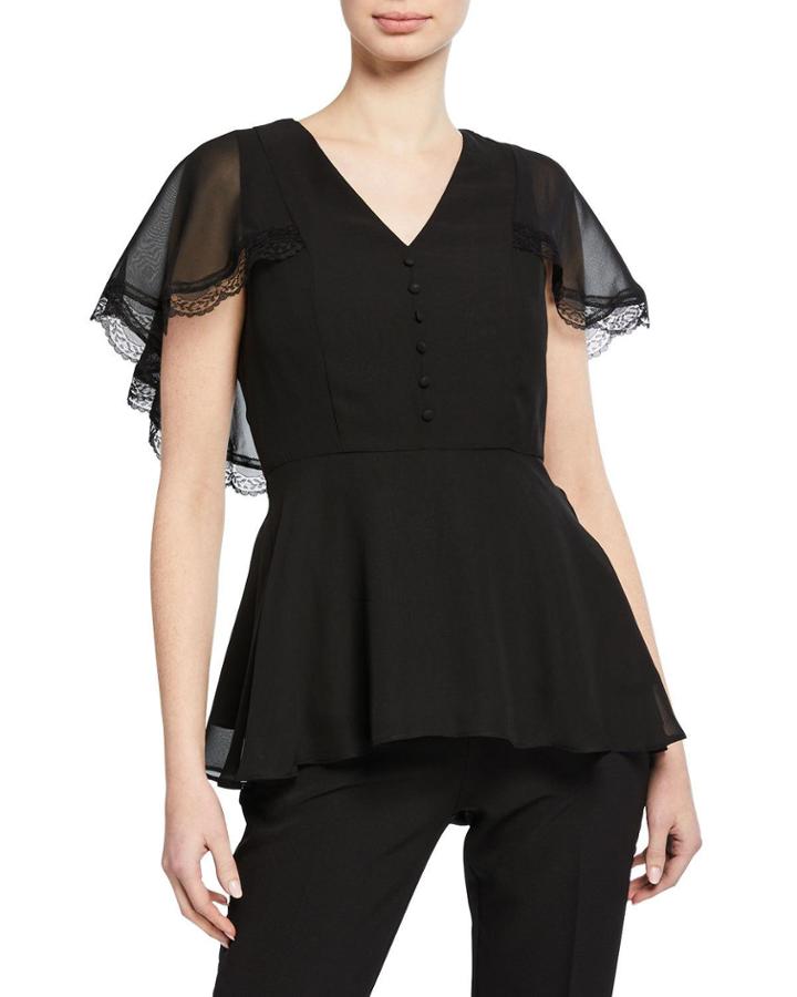 Lace Cape Peplum Top