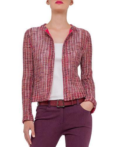 Open-front Loose-weave Jacket, Dahlia