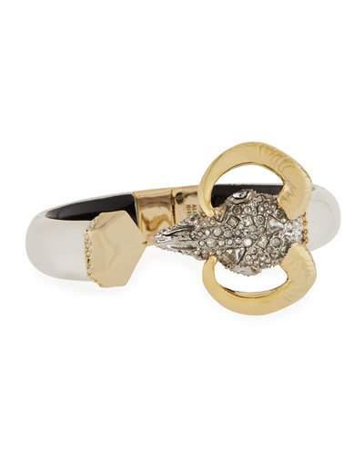 Encrusted Horned Ram Hinge Bracelet