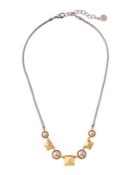 Two-tone Stud & Pearl Necklace
