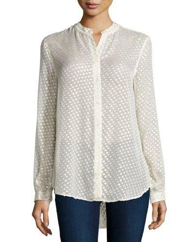 Henri Silk-blend Polka-dot Blouse, Bright White