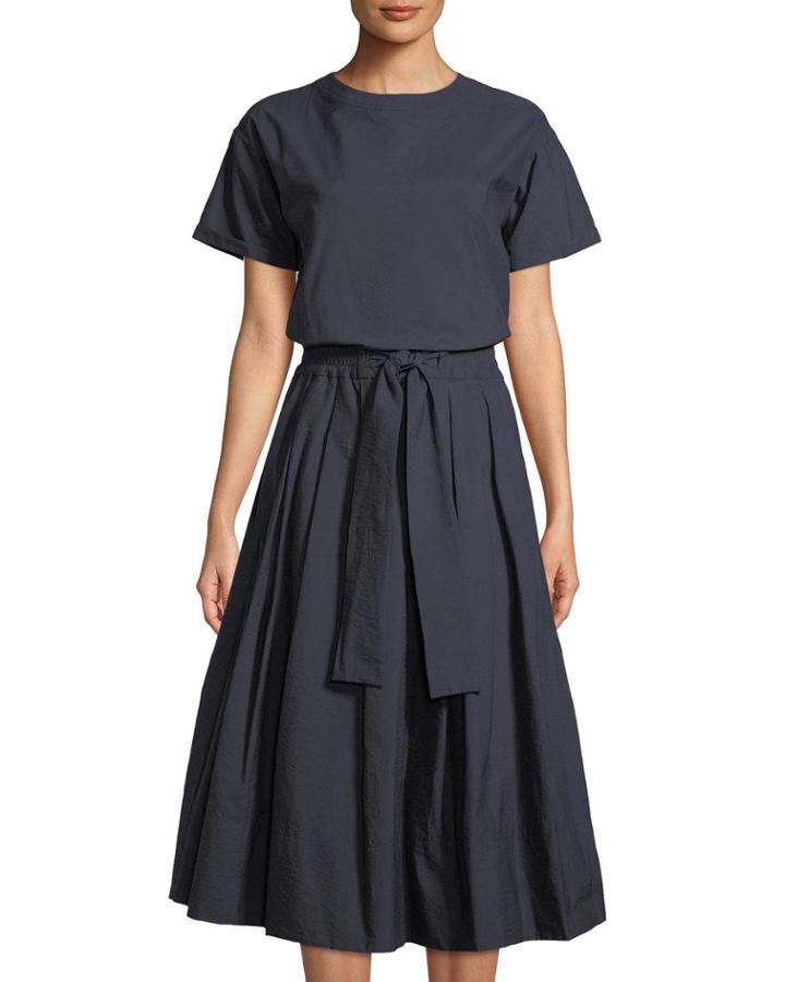 Short-sleeve Belted Cotton