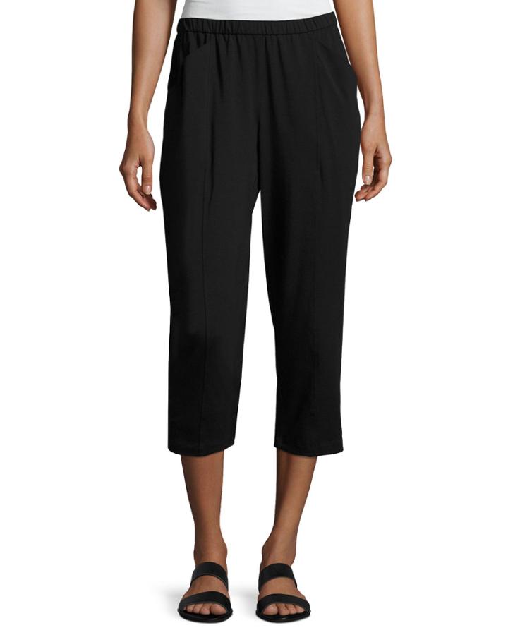 Organic Stretch Jersey Cropped Pants, Black