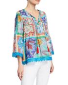 Jojo Mojito Tile-print Split-neck