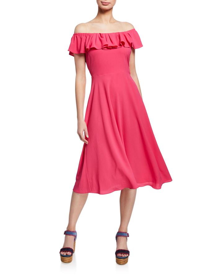 Off-the-shoulder Pebble Crepe Dress