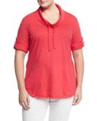 Gloria Drawstring Cowl-neck Top,