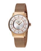 32mm Donna Cremona Crystal Watch W/ Mesh Bracelet, Rose Golden