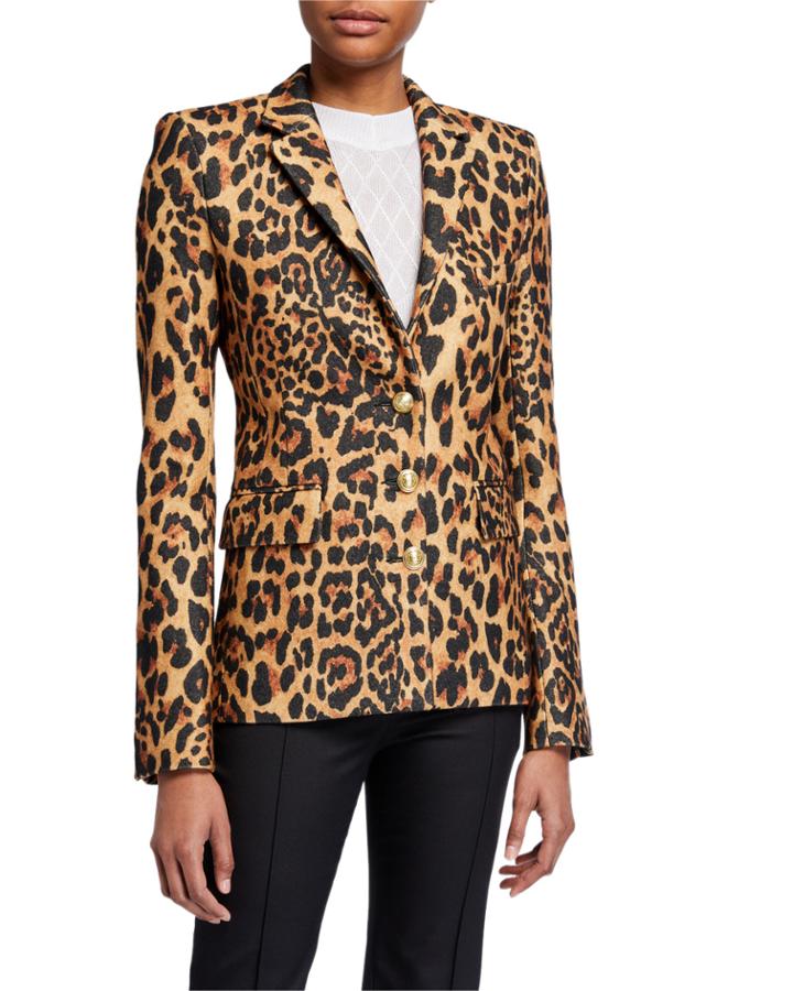 Leopard-print Single-breasted Blazer