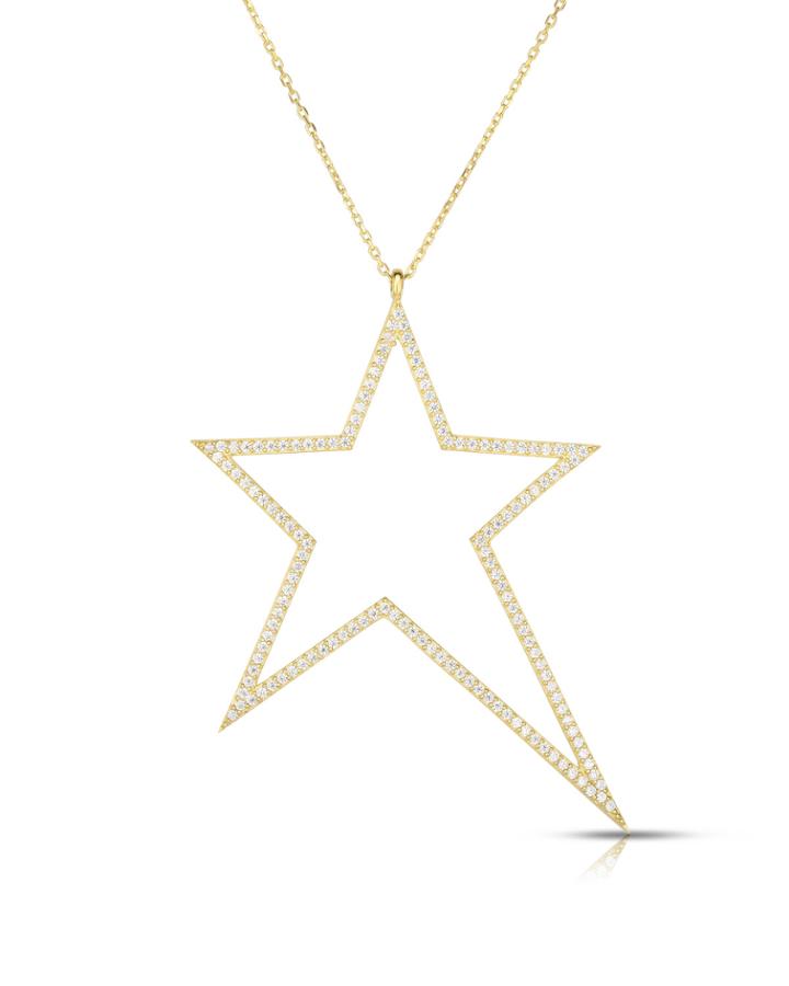Cubic Zirconia Star Pendant Necklace, Yellow
