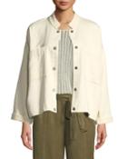 Mandarin Collar Snap-front Channel Jacket