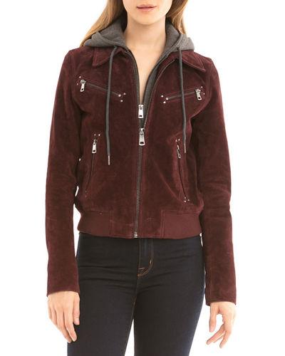 Hooded Suede Aviator Jacket