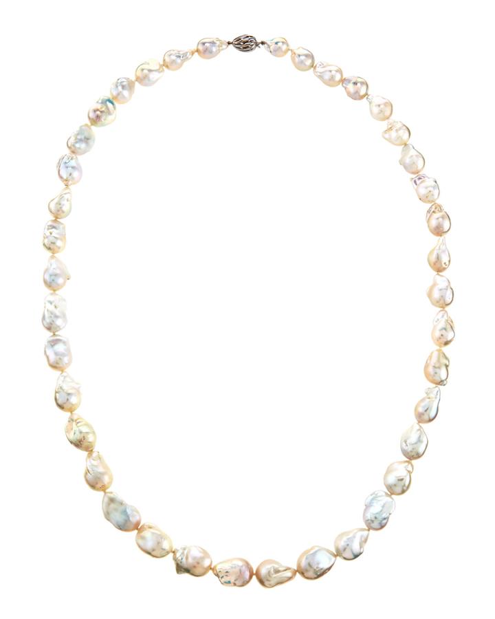 Belpearl Long White Baroque Freshwater Pearl Necklace, 15-17mm, Women's