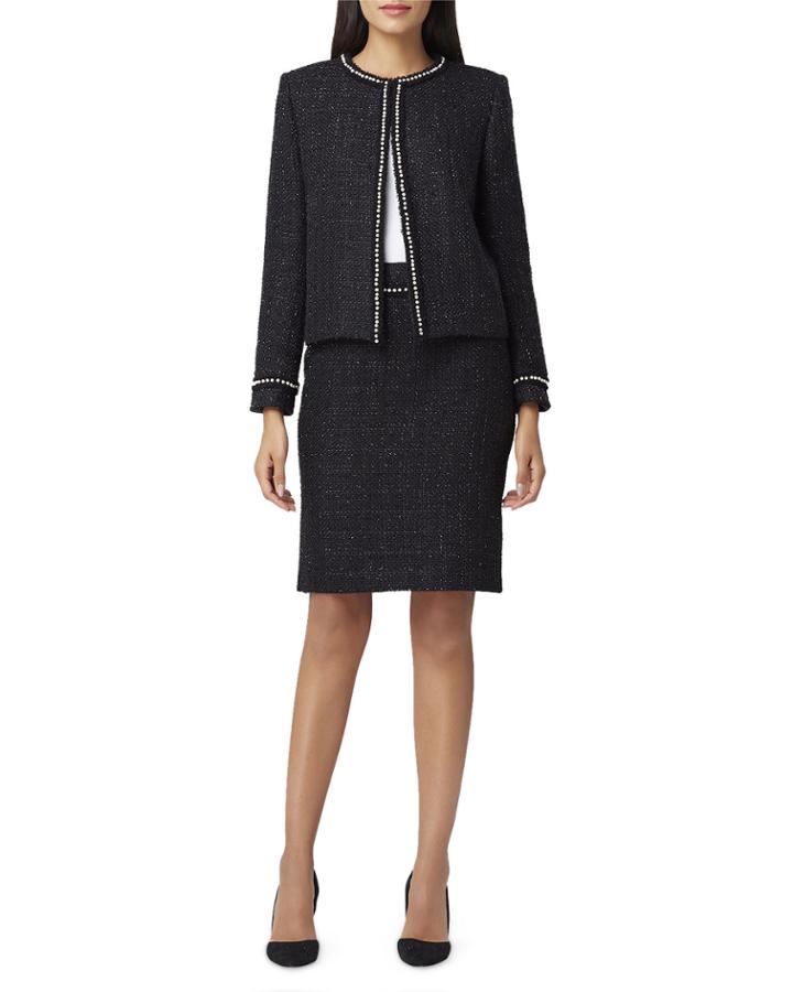 Pearl Trim Metallic Boucle Jacket