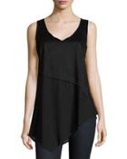 Asymmetric Georgette Top, Black