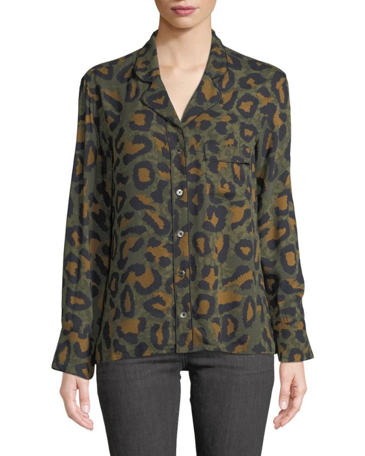 Tacha Button-down Leopard-print Blouse
