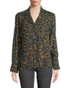Tacha Button-down Leopard-print Blouse