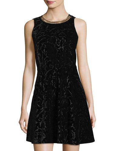 Chain-neck Velvet Burnout Dress