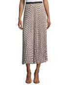 Basketweave-print Pleated