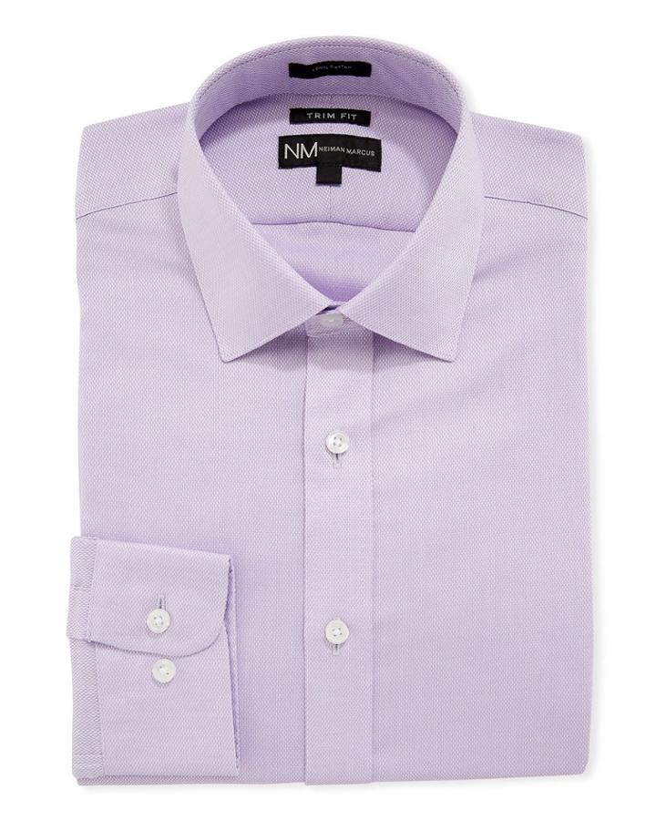 Men's Trim-fit Regular-finish Dobby Texture Sport Shirt,