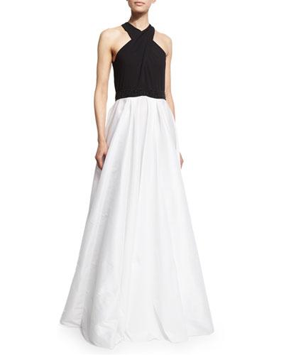Crisscross-halter Colorblock Gown
