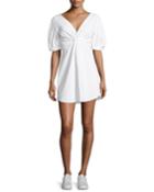 Mirren Twist-front Linen-blend Dress