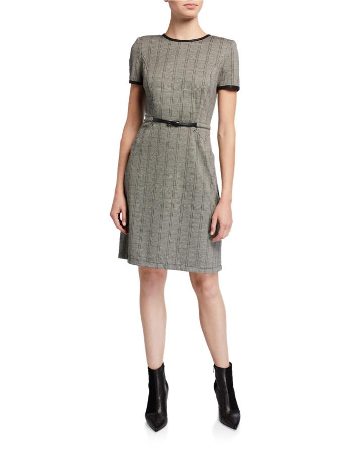 Striped Belted A-line Dress