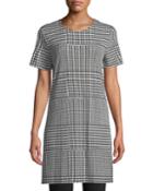 Short-sleeve Houndstooth-check Tunic
