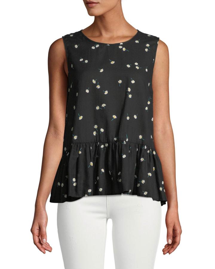 Simora Draped Daisy-print Tank Top