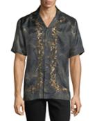 Carlton Embroidered-trim Swirl Short-sleeve
