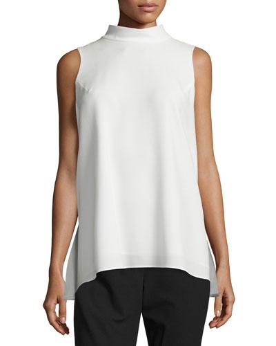 Ellen High-neck Trapeze Blouse, Cloud