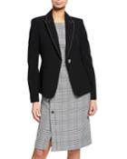 Single Button Stitch Trim Blazer