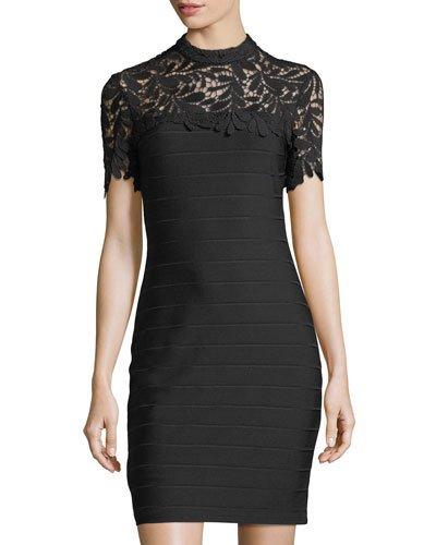 Lace-yoke Body-con Dress