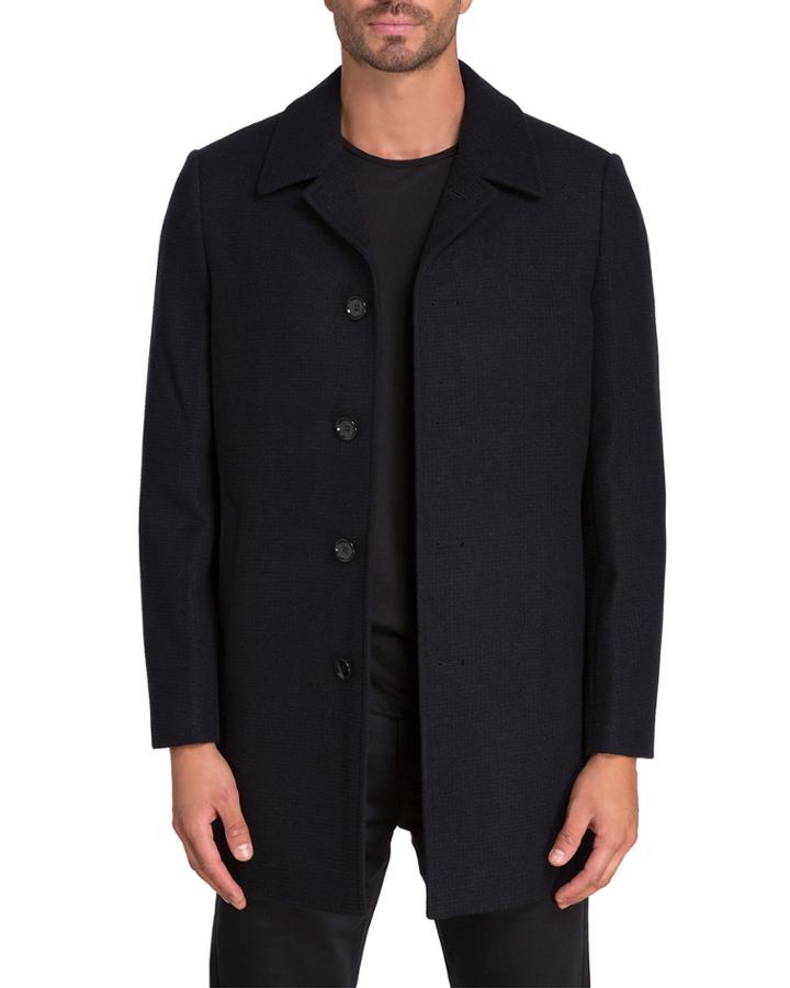 Men's Waffle Notch-collar Single-breasted Coat