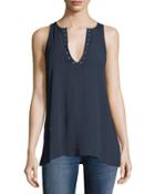 Grommet-trim Sleeveless Blouse