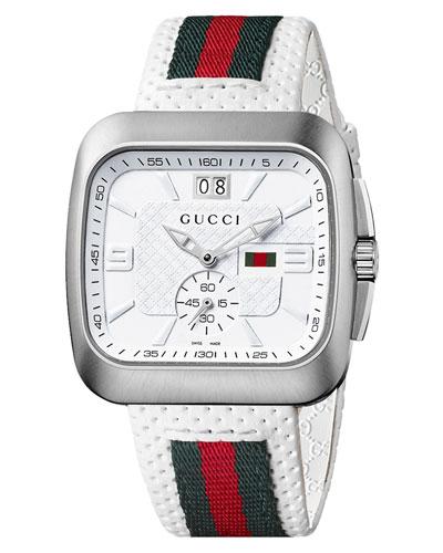 Men's Coup&eacute; Chronograph Watch W/ Leather/web