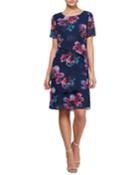 Floral-print Tiered Cocktail Dress
