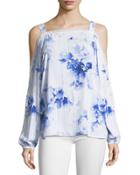 Juliette Floral-print Cold-shoulder Blouse