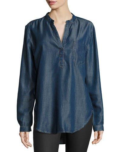 Chambray Pocket Top, Dark Blue