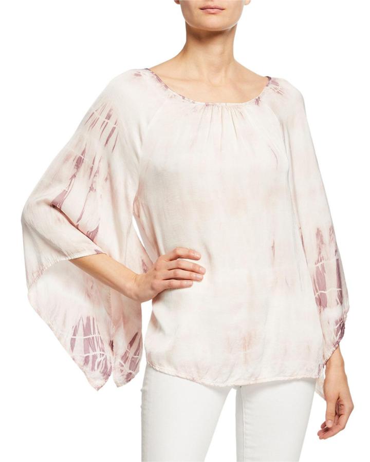 Lustrous Wide-sleeve Printed Top