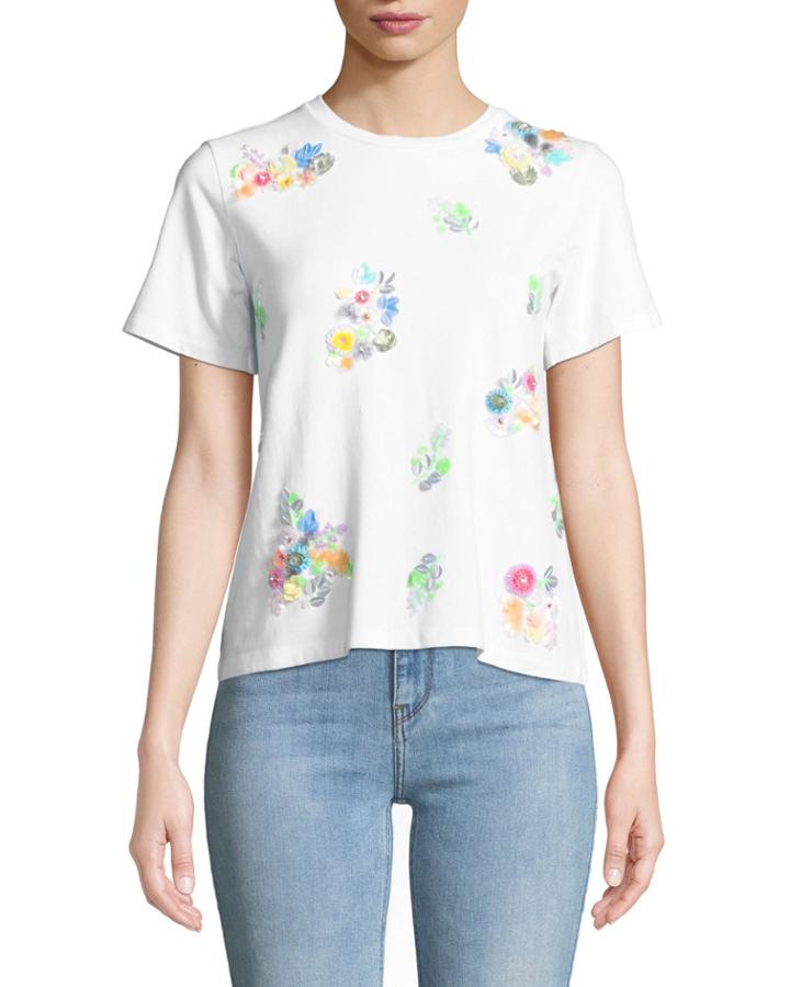 Short-sleeve Sequin-flower Tee
