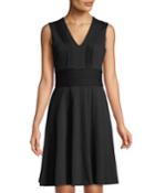Pintucked V-neck Fit & Flare Dress