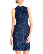 Mock-neck Sequined Lace-up