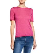 Boat-neck Jersey Knit Wool/silk Top