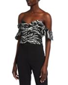 Genivive Printed Off-the-shoulder Crop Top
