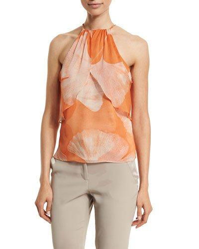 Halter-neck Printed Top, Terracotta Botanical