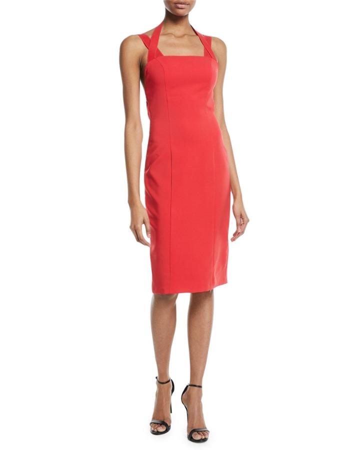 Kendra Techno Stretch Halter Cocktail Dress