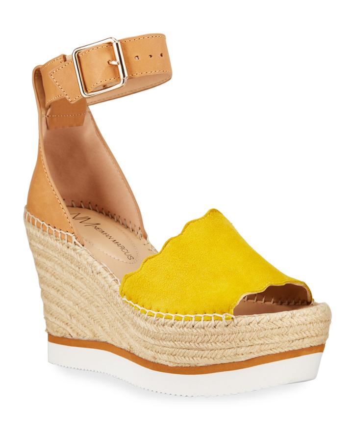 Cacie Bicolor Suede Wedge Espadrille