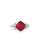 Superstud Crystal Haze Simulated Coral Doublet Ring,