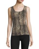 Superfine Ocelot-print Cashmere Tank